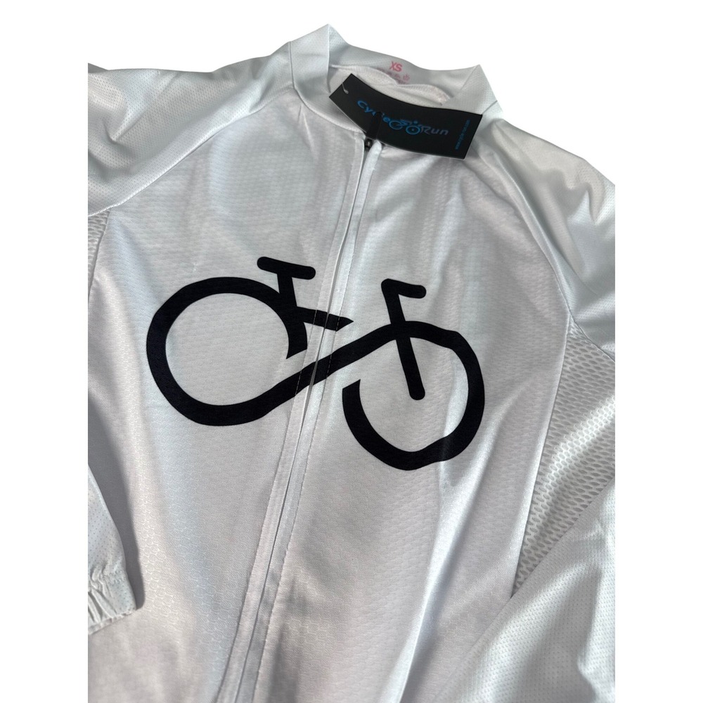 Cycle-Run White Long Sleeve Cycling Jersey Full Zip Mesh Bike Shirt Women XS NWT